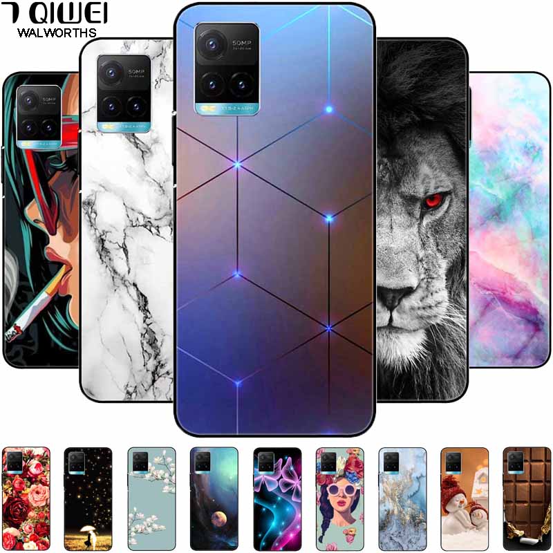 Für vivo Y33s Hülle Y 33s Silikon Weich Bemalt Katze Schwarze Hüllen für Vivo V2109 Y33S Rückseite TPU Hülle für VIVOY33s Cartoon