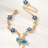 Exquis Bracelet Fleur Feuille Verte Luxe Brillant Strass Bracelet Mariage