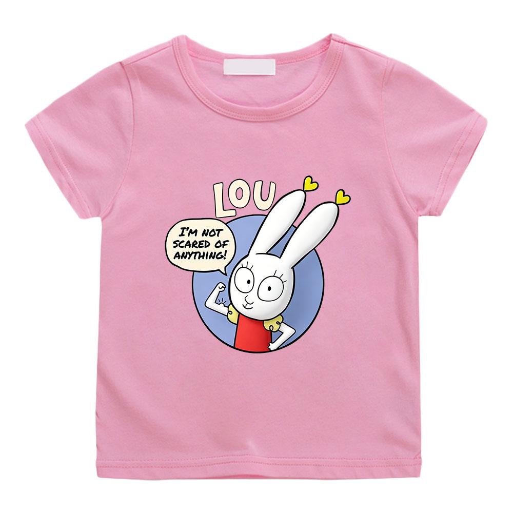 Simon Super Coniglio Bambini Piccoli 100% Cotone Stampa Cartone Animato Maglietta 2-12 Anni Moda Morbida Manica Corta Top Casual per la Primavera