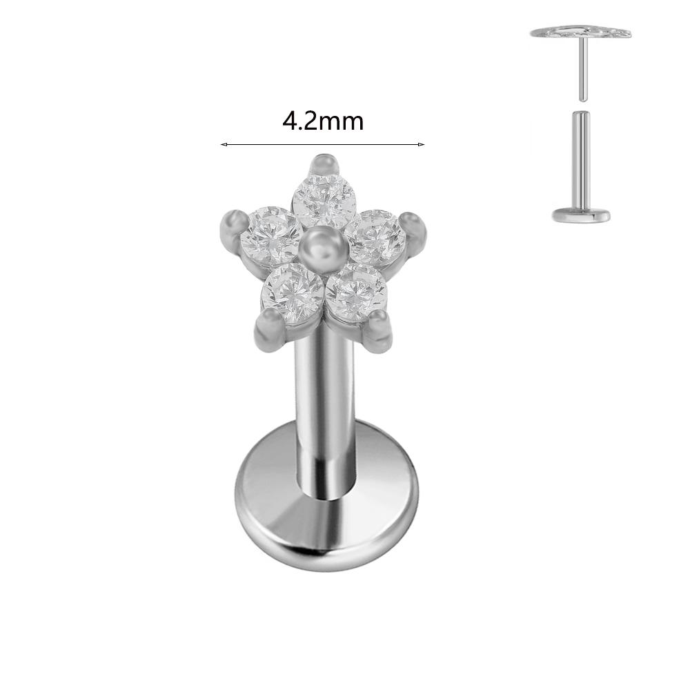 ASTM F136 G23 Titanium Labret Piercing Starfish Earring Stud Bee Leaf Push In CZ Threadless Cartilage 16/18/20G Body Jewelry