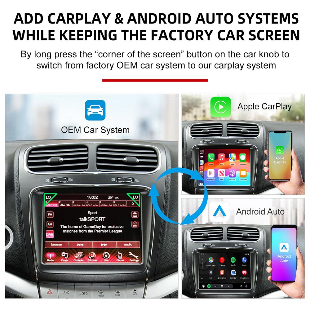 ANYFAR Original Car Screen Upgrade Wireless CarPlay Android Auto Decoder Box For Dodge Challenger Journey Charger Durango