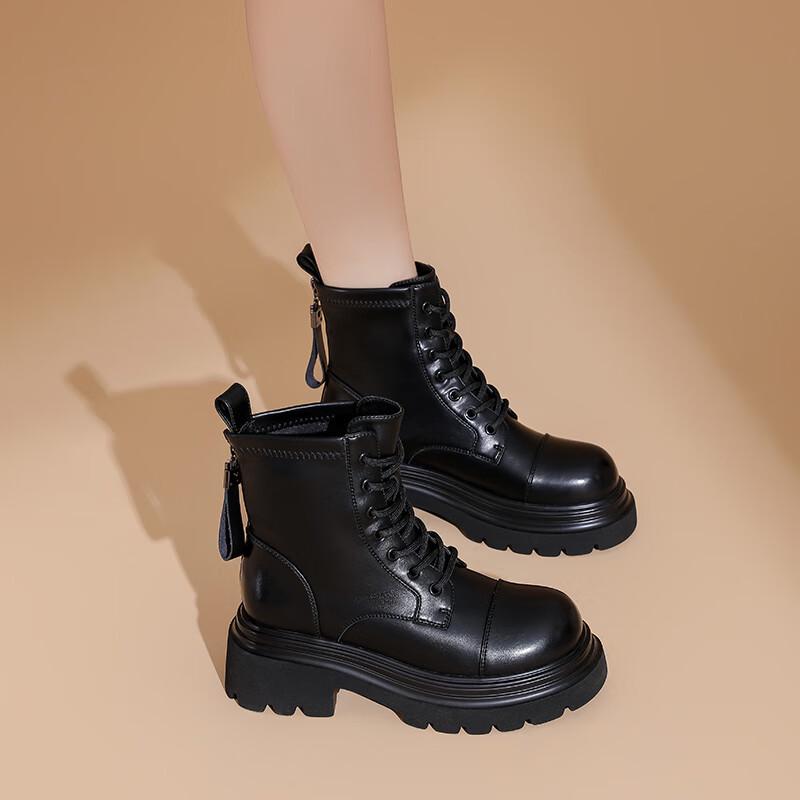 Daphne Women s British Style Thick-Soled Lace-Up Ankle Boots 35