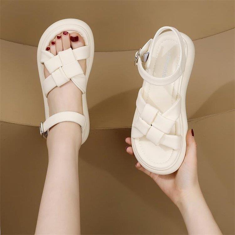 Sports sandals women's summer new flat-bottomed woven soft-soled lightweight student non-slip one-word beach shoes