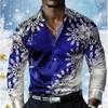 Heren Snowflake Print Lange Mouw Shirts Casual Vest Nieuwe Knopen Vakantie Mode Shirts