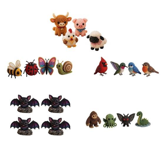 1 Set 3D Kralen Dieren DIY Kit, Kralen Dieren Kunst Ambachtelijke Kit met Instructies, Handgemaakte Insect Vogel Vleermuis Boerderijdier Kralen Kit voor Volwassenen Beginners