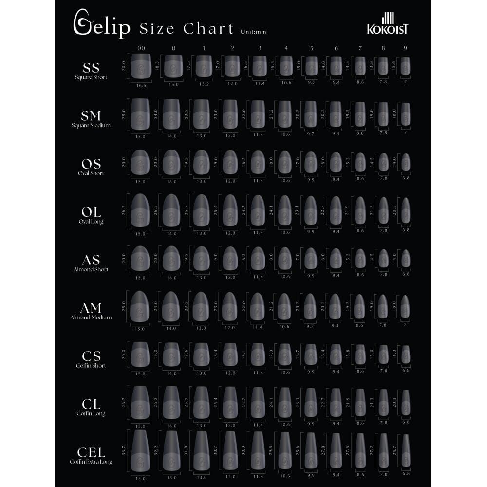 KOKOIST Gelip Almond Medium #00 25pcs Professional Soft Gel Nail Tips