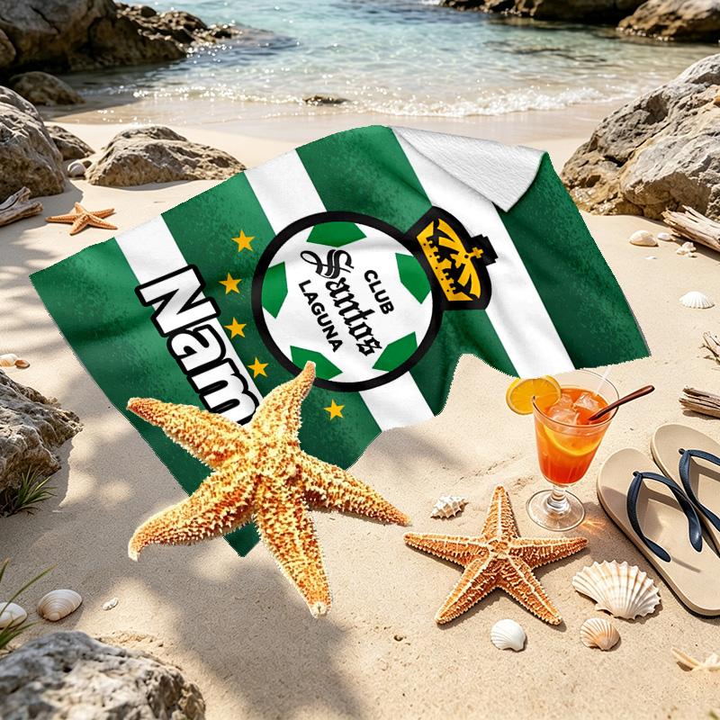 Custom Name Personalized Club Santos Laguna Print Beach Towel, for Trip Camping Beach Party Home Decor, Birthday Gift for Family & Friends
