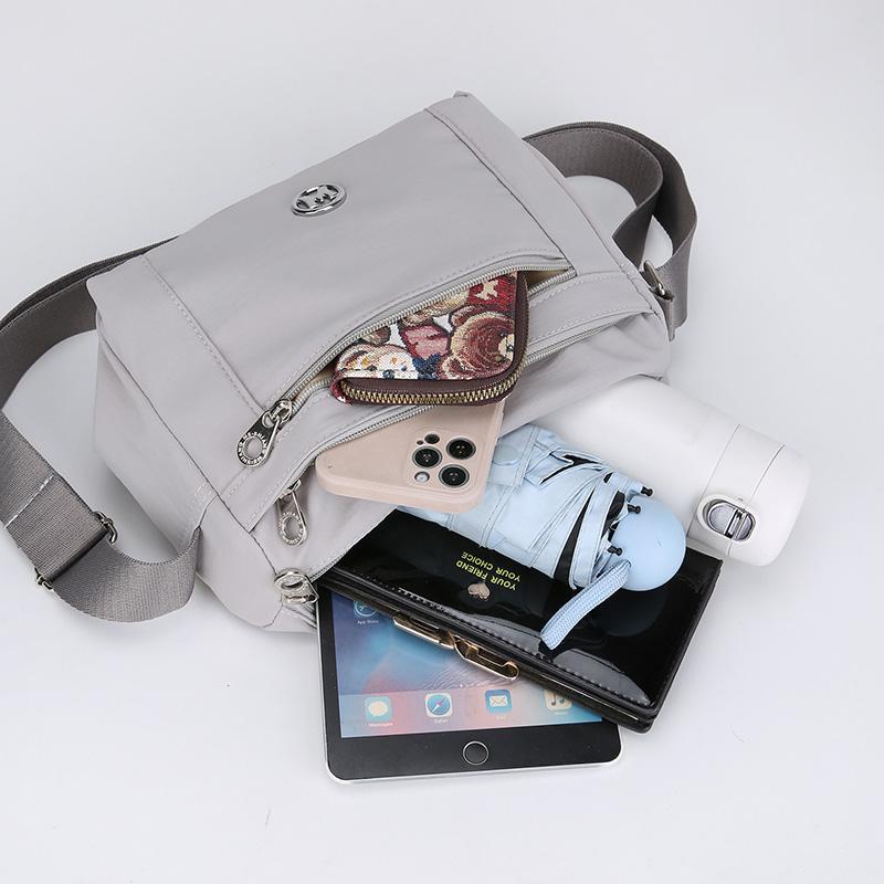 Lightweight Women's Bag Multi-Layer Nylon Travel Shoulder Bag