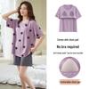 Women's Summer Modal Pajama Set with Chest Pad - Short Sleeve and Shorts, Cool Rayon, Anti-Bump, Suitable for Outdoor Wear