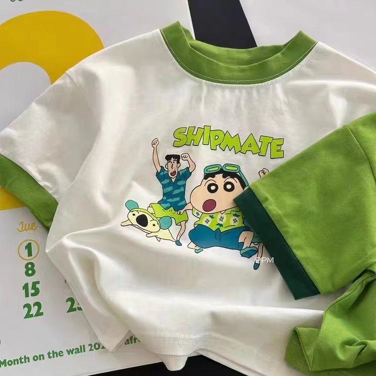 

Футболка детская летняя из чистого хлопка с рисунком 2024 г. - короткий рукав, круглый вырез для мальчиков и девочек 150 cm