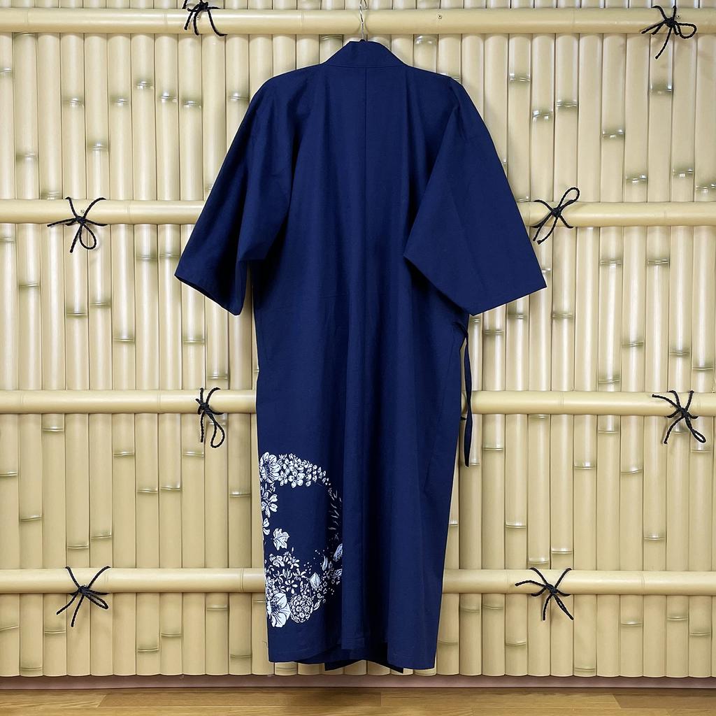 Exclusive Original Mizuyagi Length Bouquet [momoten] [Amazon Brand] (Mizuyagi) Kimono, Workwear, Samue, Haori, Bathrobe, Apron, Navy, 120cm,