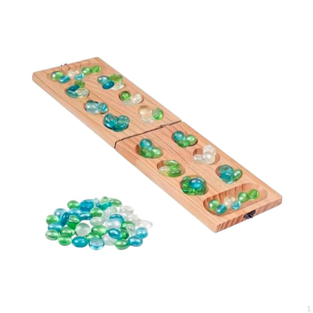 Wooden Board Game Set, 48 Pieces, Classic Foldable for Children And Adults, Portable Party
