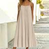 Damen Casual Ärmelloses Plissiertes Träger-Midikleid Lockere Passform
