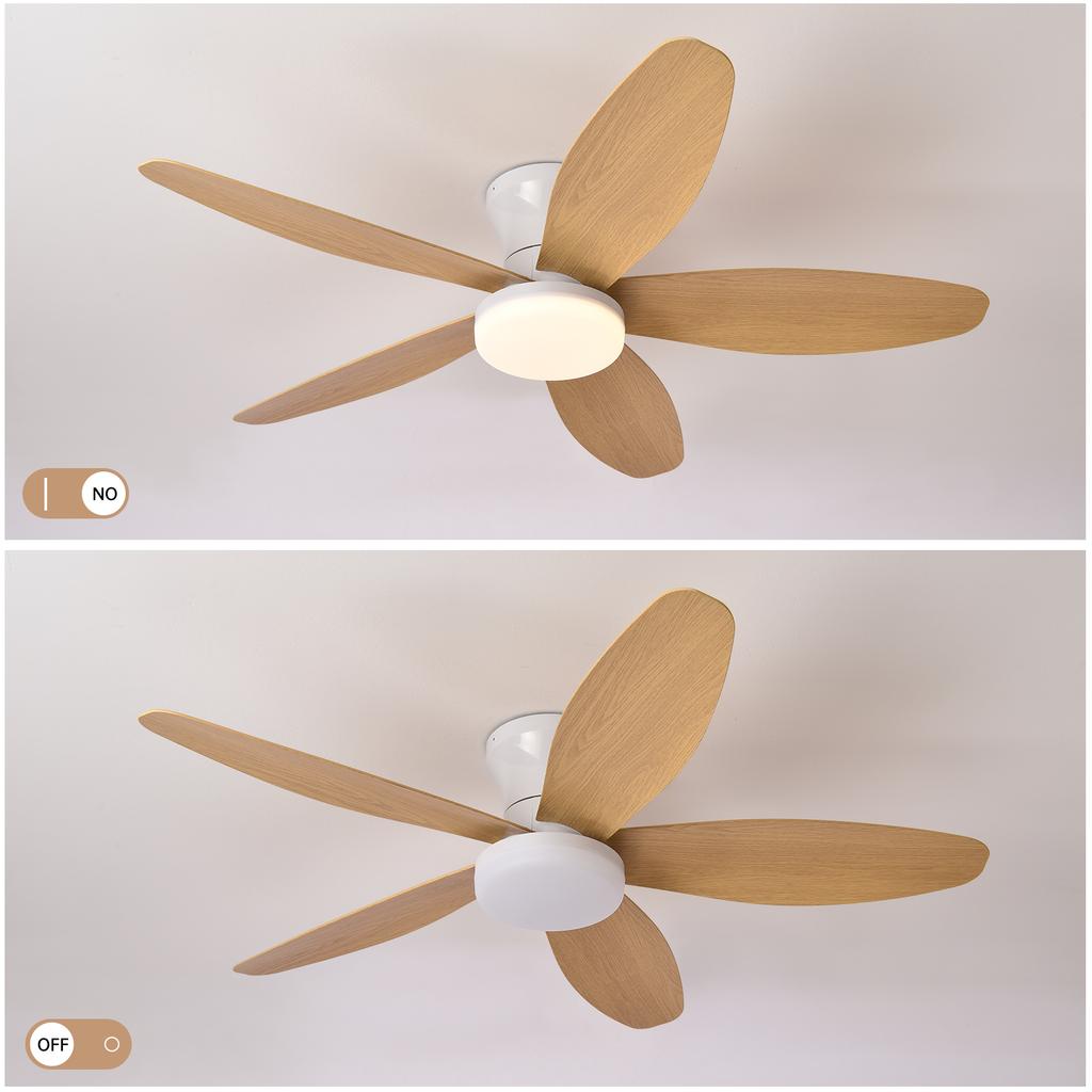 Ceiling Fan with Light 3 Colors, 6 Speeds, Timing, Ceiling Fan with Remote Control 5 Blades for Kitchen Bedroom Dining Room