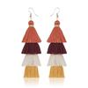 Bohemian Fringe Long Gradient Multilayer Drop Earrings Women Silk Fabric Ethnic Tassel Earring