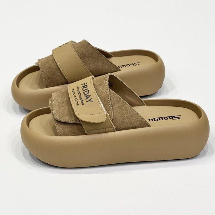 

Soft leather version~ frosted Velcro thick-soled one-word Boken shoes women s 2025 summer new beach versatile cool slippers 40 хаки