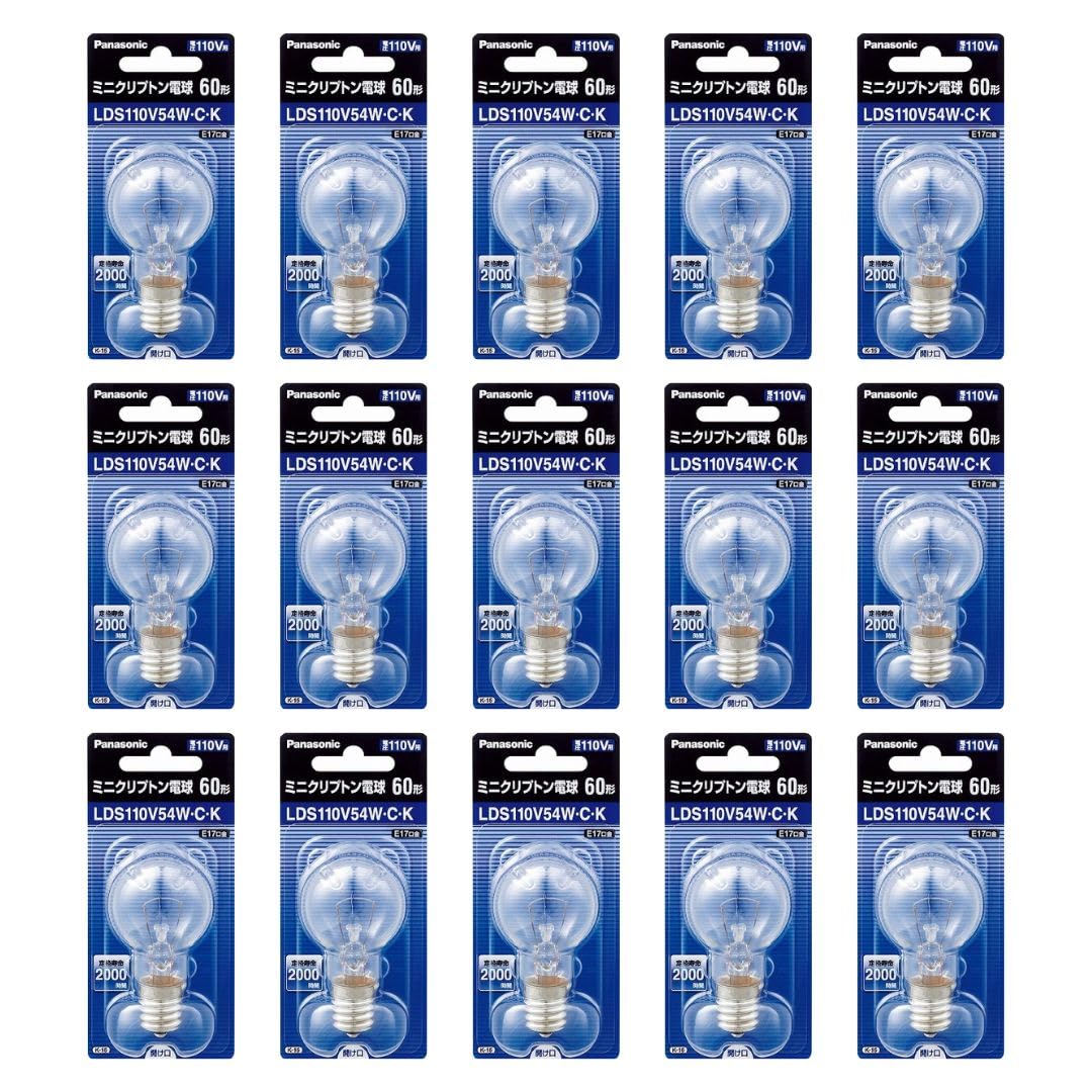 

Міні-криптонова лампочка Panasonic, 15 предметів, 110 В 60 Вт, прозорий цоколь E17 LDS110V54WCK чистий