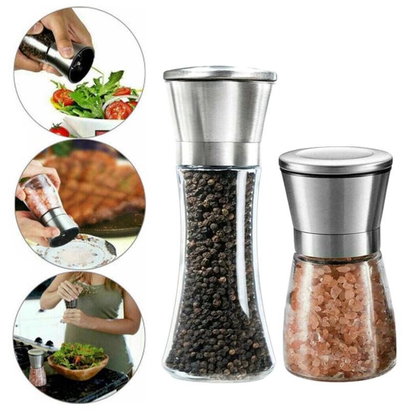 Premium Salt- och Pepparkvarnset 304 Rostfritt Stål Glas