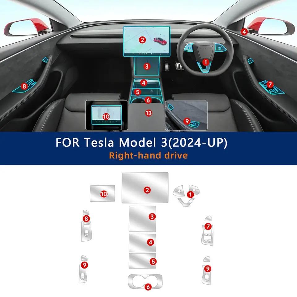 For Tesla Model 3 Highland 2024 2025 TPU Gearbox Panel Navigation Automotive Interior Screen Protective Cover Film Anti-Scratch