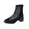 Coarse heel square head women's shoes mesh yarn Roman Korean version fashion square buckle rear zipper Gaobang mother single shoes cool boots