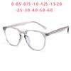 Blue Light Proof Polygon Myopia Glasses With Degree TR90 Transparent Gray Frame Prescription Spectacles 0 -0.5 -0.75 To -6.0