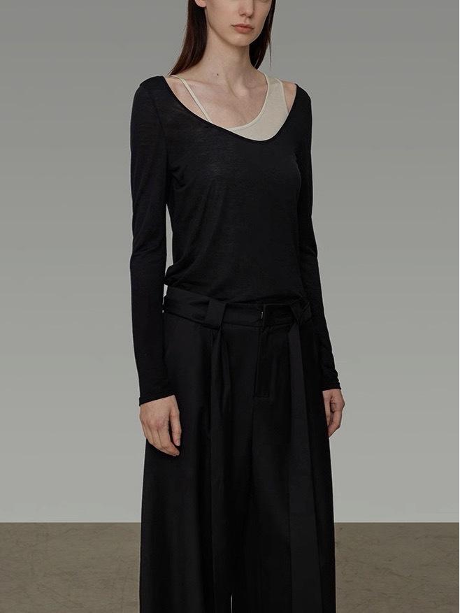 UNSPOKE Women's 2025 Autumn Asymmetric Slimming Knit Top - High-End Two-Piece