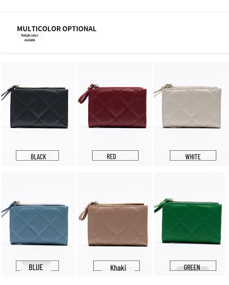 Women's Multifunctional Large Capacity Wallet - Solid Color, Small Diamond Design, Multi-Color Card Holder & Coin Purse for Autumn/Winter