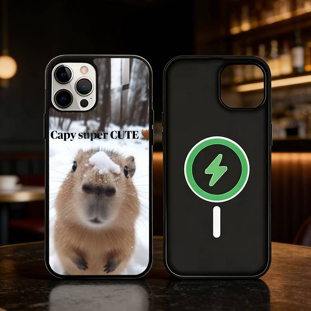 Cute Capybara Groundhog Phone Case For iPhone 17 16 15 14 13 12 Pro Max Plus for Mirror Wireless Magnetic Cover