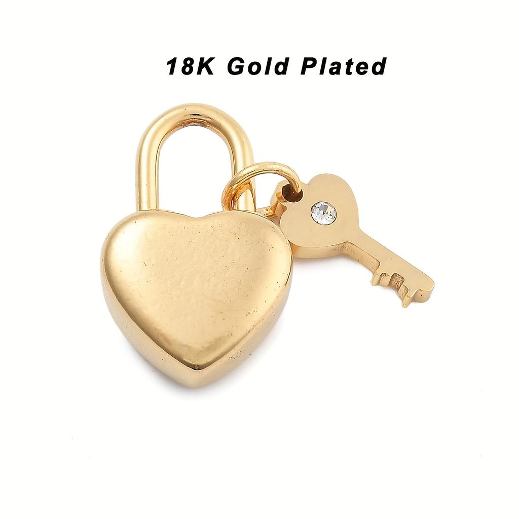 3pcs 304 Stainless Steel Rhinestone Charms, PVD Vacuum Plating, Heart Lock, Key, for Jewelry Making & Crafting Supplies