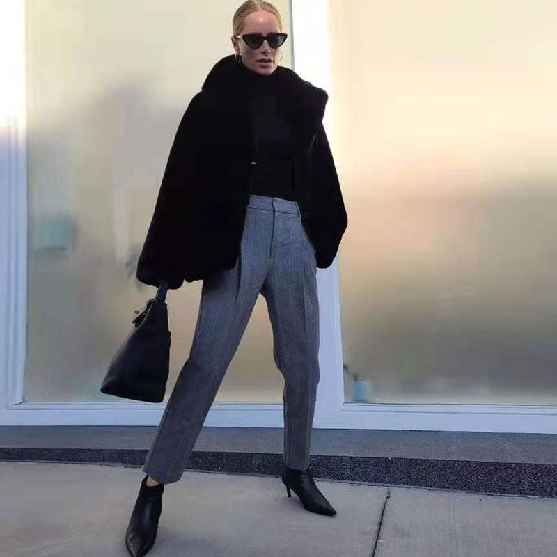 Women's White Faux Fur Oversized Coat Lapel Long Sleeve Warm Winter Jacket