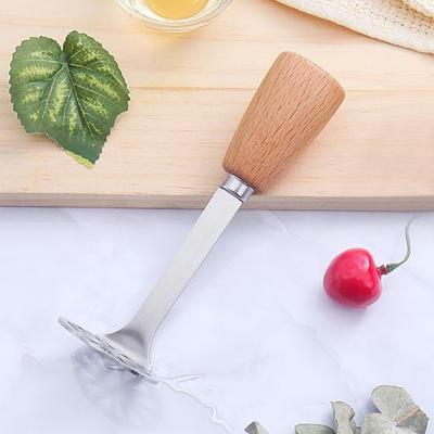 Stainless Steel Potato Masher Wood Long Handle Food Grade Multifunctional Manual Carrot Vegetable Food Mashing Tool Kitchen Gadgets