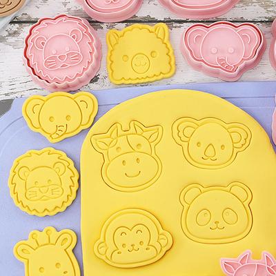 8Pcs Cartoon Animal Cookie Cutters Pressable Biscuit Mold Foreset Animals Party Baking Cookie Stamp Kitchen Bakeware Tool