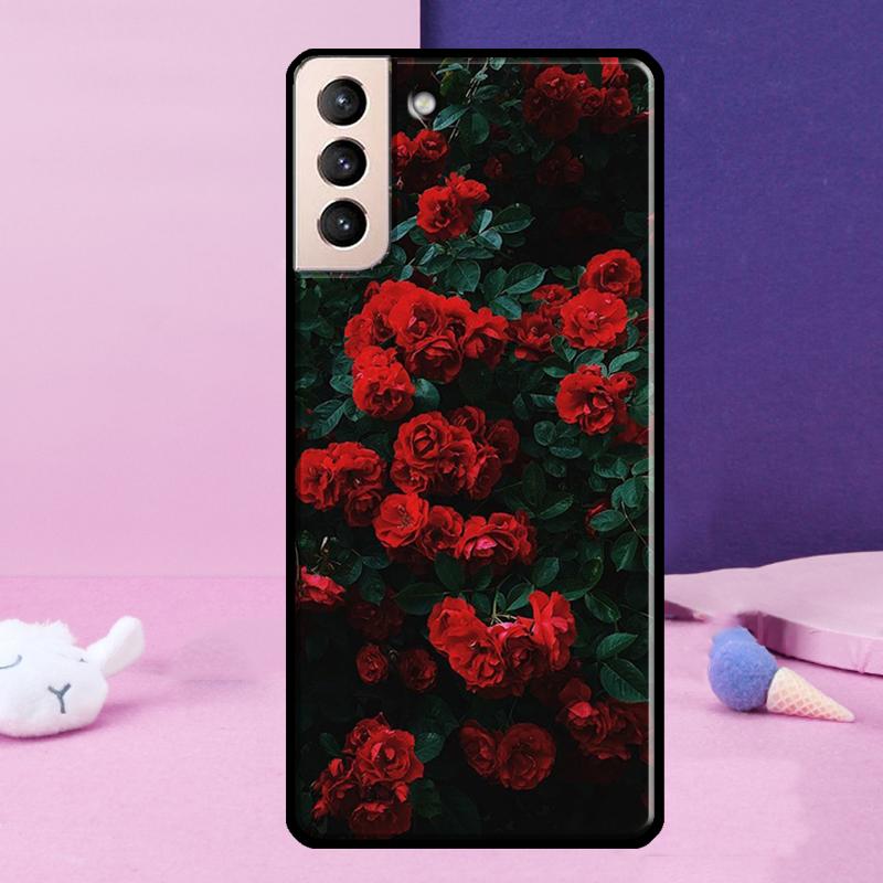 Red Rose Flower Phone Case For Samsung Galaxy S25 Ultra S23 S20 S21 S22 S24 FE S9 S10 Plus S24 Ultra Cover