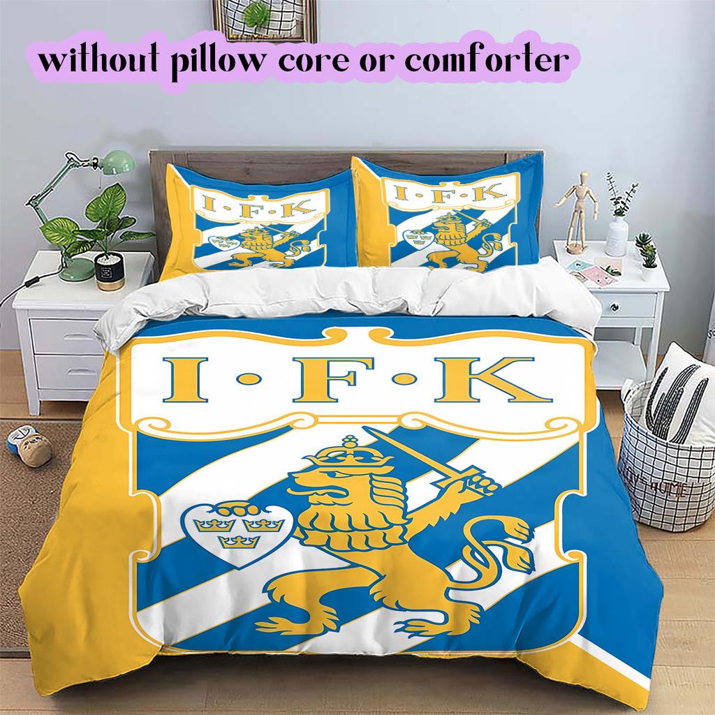 IFK Göteborg football Pattern Bedding,Quilt Set Quilt Cover Pillowcase Home Birthday Gift (1*duvet cover+2*pillowcase,without core)