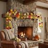 2Pcs Fall Artificial Maple Leaf Wreath—Harvest Festival, Thanksgiving, and Halloween Decorations; Artificial Maple Leaves and Vine; Outdoor Garden