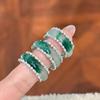 Classic inlay diamonds natural chalcedony green  rings for women new in Chinese style fashion exquisite ring  gift