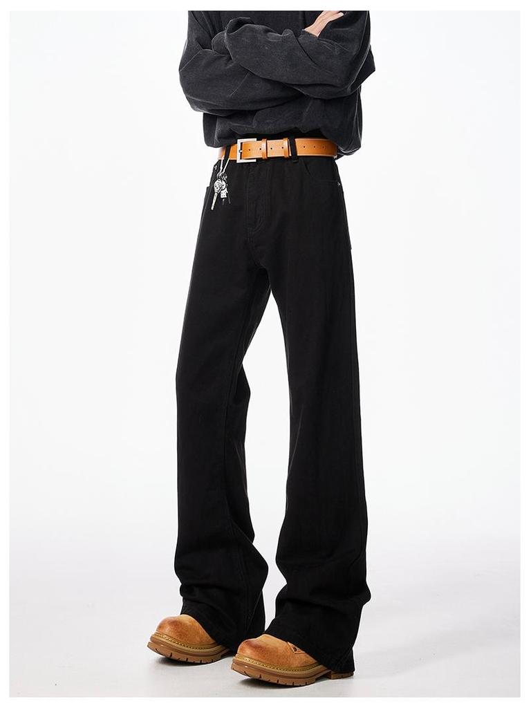 Paris Youth Bootcut Scimitar Jeans: Men's Autumn/Winter Loose-Fit Micro-Flare Straight Leg Pants