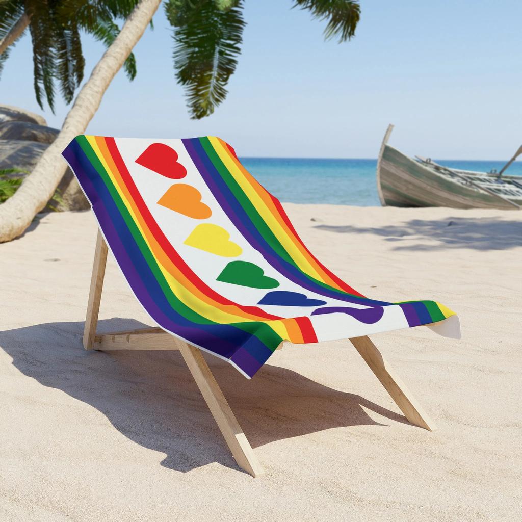 Asciugamano da Spiaggia Pride Cuori e Arcobaleni, Asciugamano Estivo Morbido Colorato per Spiaggia, Piscina, Vacanze e Festival