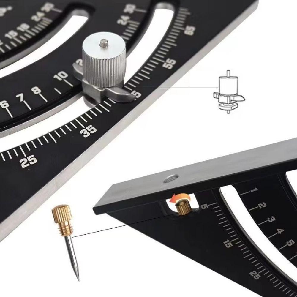 Portable Metric Triangle Angle Ruler Aluminum Alloy 2 In 1 Carpentry Triangle Ruler Adjustable Angle Multi-function Protractor