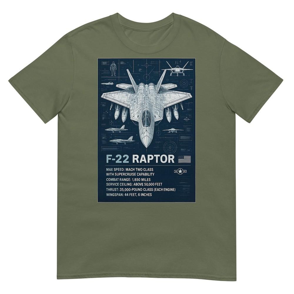 F22 Raptor Blueprint Technical Schematic Aviation Art Tshirt