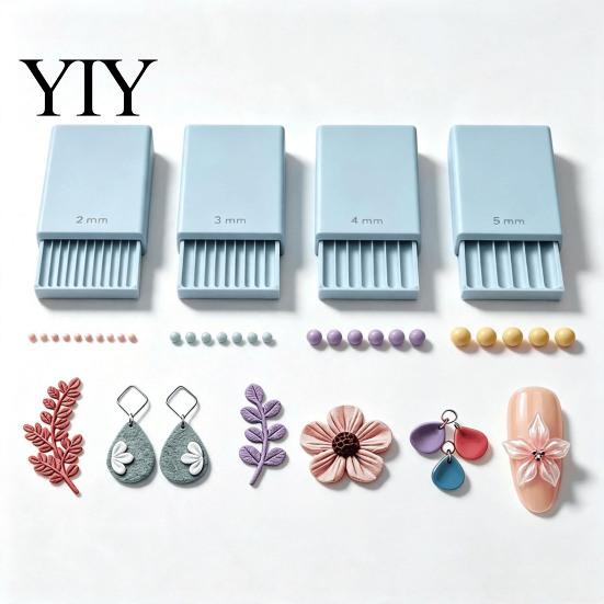 Polymer Clay Flower Petal Tool 4Pcs/Set Gel Ball Maker Tools, Roller, 2mm 3mm 4mm 5mm DIY Earring Making Kit Sphere Shaper, Nail Art Bead Roller