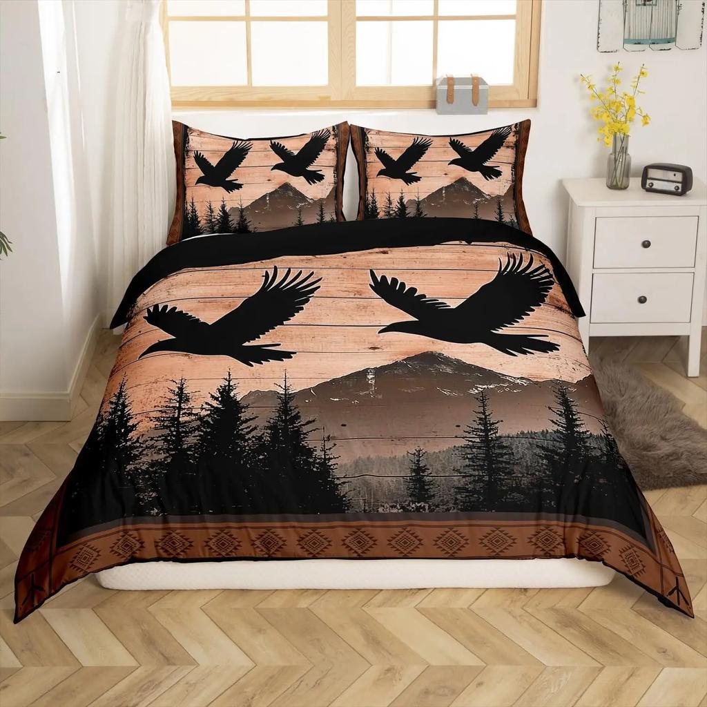 Eagle Duvet Cover Set Queen Size for Adults Animals Pattern Bedding Set Stylish Decorative Bird Comforter Cover