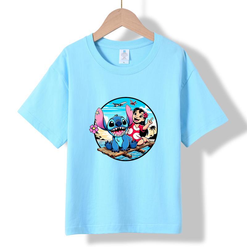 MC-47 MINISO 2026 Summer New Printed Cotton Round Neck T-shirt for Children Aged 1-16, Boys and Girls