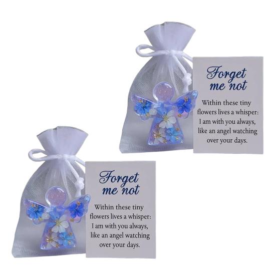 Angel Figurine Keepsake Forget Me Not Angel Memorial Gift Sympathy Bereavement Angel Ornament with Warm Message Card Grieving Keepsake