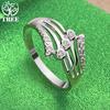 ALITREE 925 Sterling Silver Zircon Crystal Wing Ring For Women Rings Lady Fashion Engagement Wedding Party Jewelry Birthday Gift