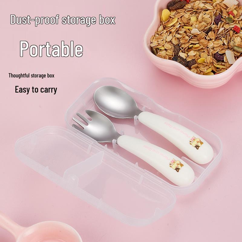 Children's 304 Stainless Steel Cutlery Set: 2-Piece Spoon & Fork for Baby Feeding