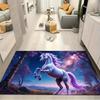 White Purple Mane Unicorn Galaxy Purple Forest Print Area Rug Fantasy Myth Non Slip Rectangular Floor Mat Gaming Room Bedroom Home Decor Rug