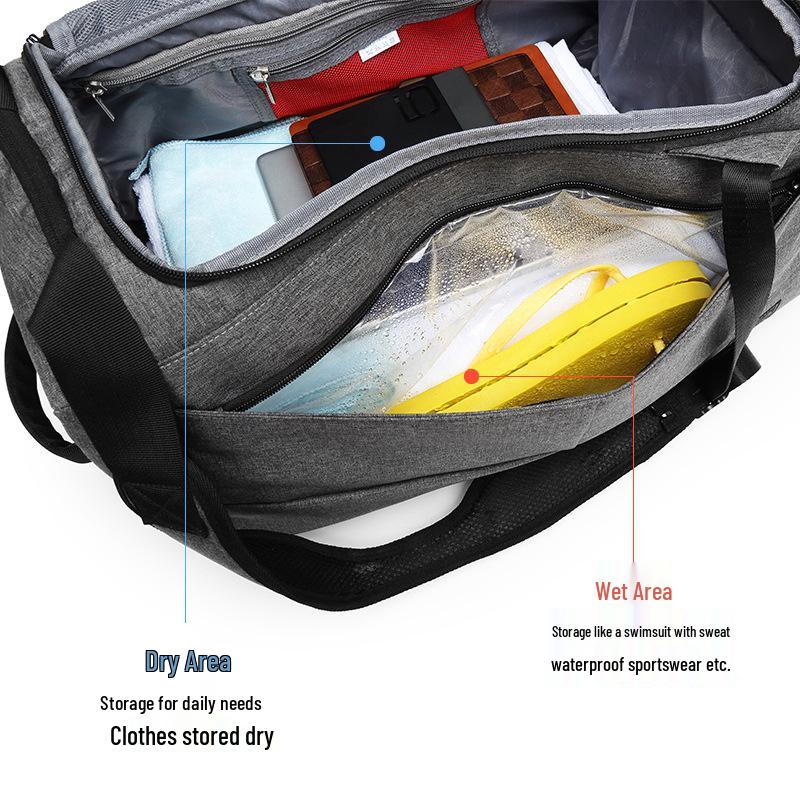Large Travel Gym Bag with Anti-Theft, Dry & Wet Separation, and Suitcase Handle Attachment