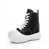 Fashion New Spring/Autumn Women's Platform Sneakers - Chunky Lace-Up Canvas Shoes with Hidden Height & Side Zipper, Street Style