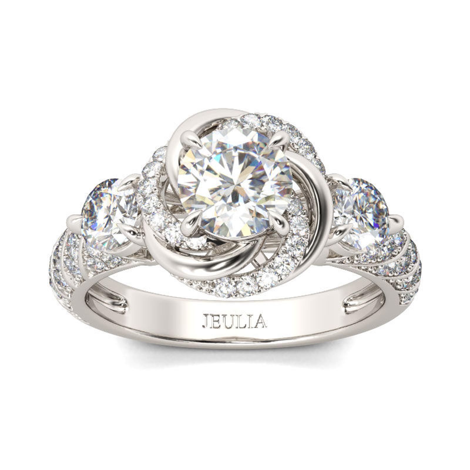 

Кольцо Jeulia из серебра с цветком-гало, круглым цирконием и сверкающим милым модным аксессуаром для женского дизайна для вечеринки по случаю дня рождения, (Белый, 11) белый